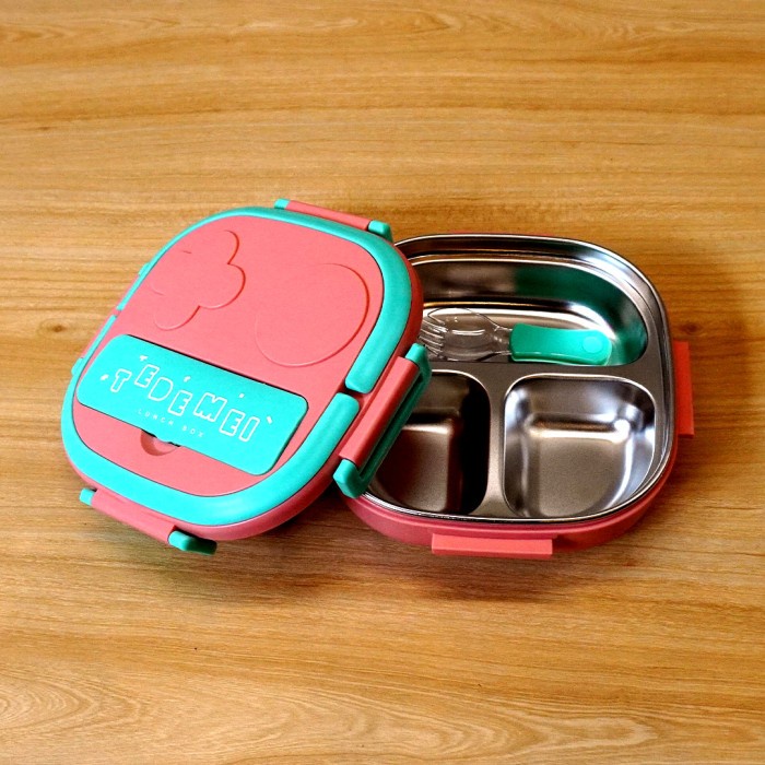 Lunch Box Tedemei Set Kotak Makan Anak Stainless 304 Kids Lunch Box Set Premium