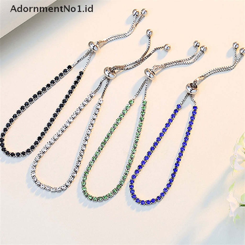 [AdornmentNo1] Gelang Tenis Kristal Bening Baru Untuk Wanita Gelang Cubic Hip Pop Accessorie [ID]