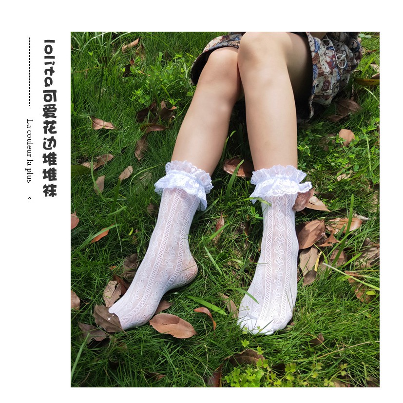 KAOS KAKI RENDA LOLITA IMPORT GOTHIC VINTAGE COSPLAY JAPAN JEPANG RENDA LACE KK-25