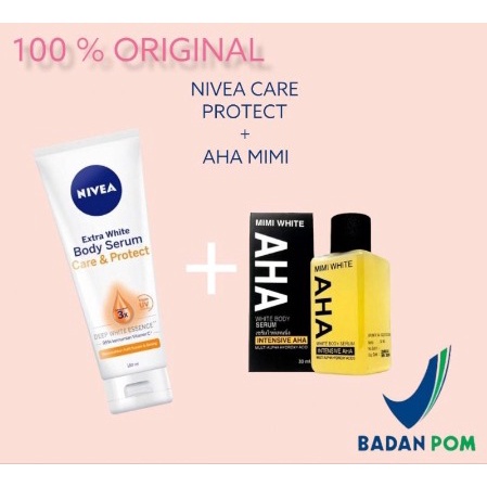 PAKET PEMUTIH BADAN NIVEA BODY SERUM CARE PROTECT + AHA MIMI BODY SERUM THAILAND