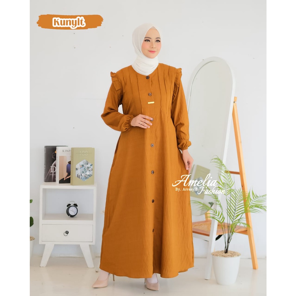 Dress katun linen ashila amelia shavana marwah Hana gamis polos wanita model terbaru