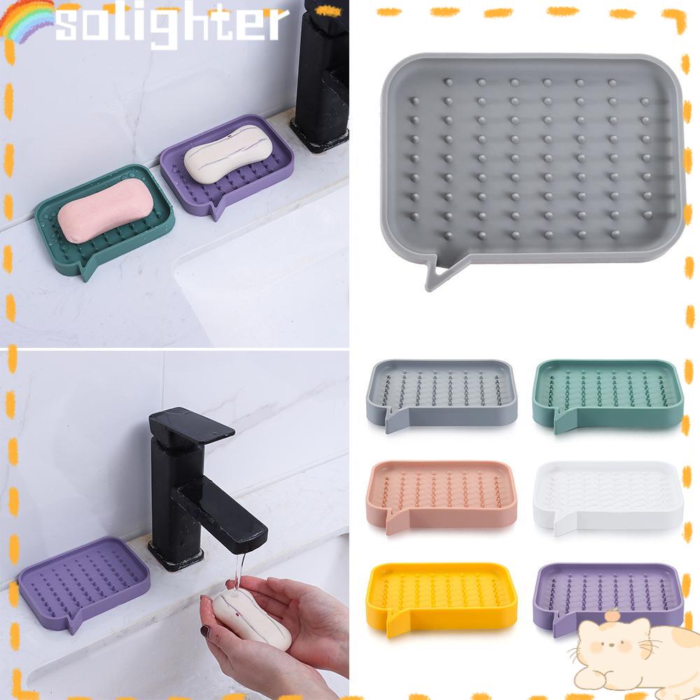 Solighter Sabun Cuci Piring Soap Saver Rumah Silikon Mandi Shower Self Draining Plates Non-Slip