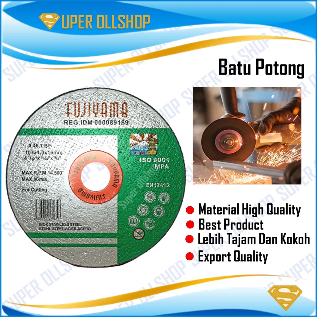 Batu Gerinda Potong 4 Inch / Cutting Wheel Grinda Stainless Steel Besi / Batu Potong Gurinda 4&quot; 107x1.0x16MM