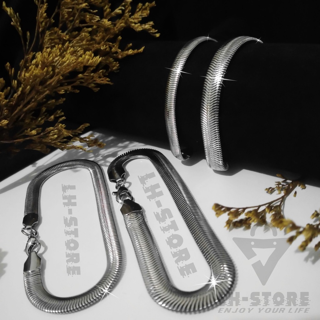 Gelang Tangan Pria Wanita Rantai Ular Gepeng Tebal Aesthetic Terbaru Anti karat