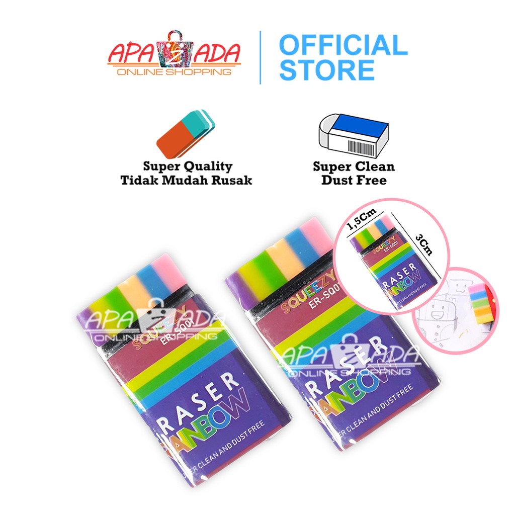 

Apazada Penghapus / Eraser Pensil Warna Rainbow Satuan / Penghapus Pendek / Penghapus Squeezy ER-SQ01