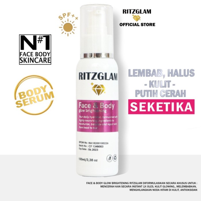 LOTION PEMUTIH BADAN RITZGLAM FACE N BODY GLOW BRIGTENING LOTION BPOM