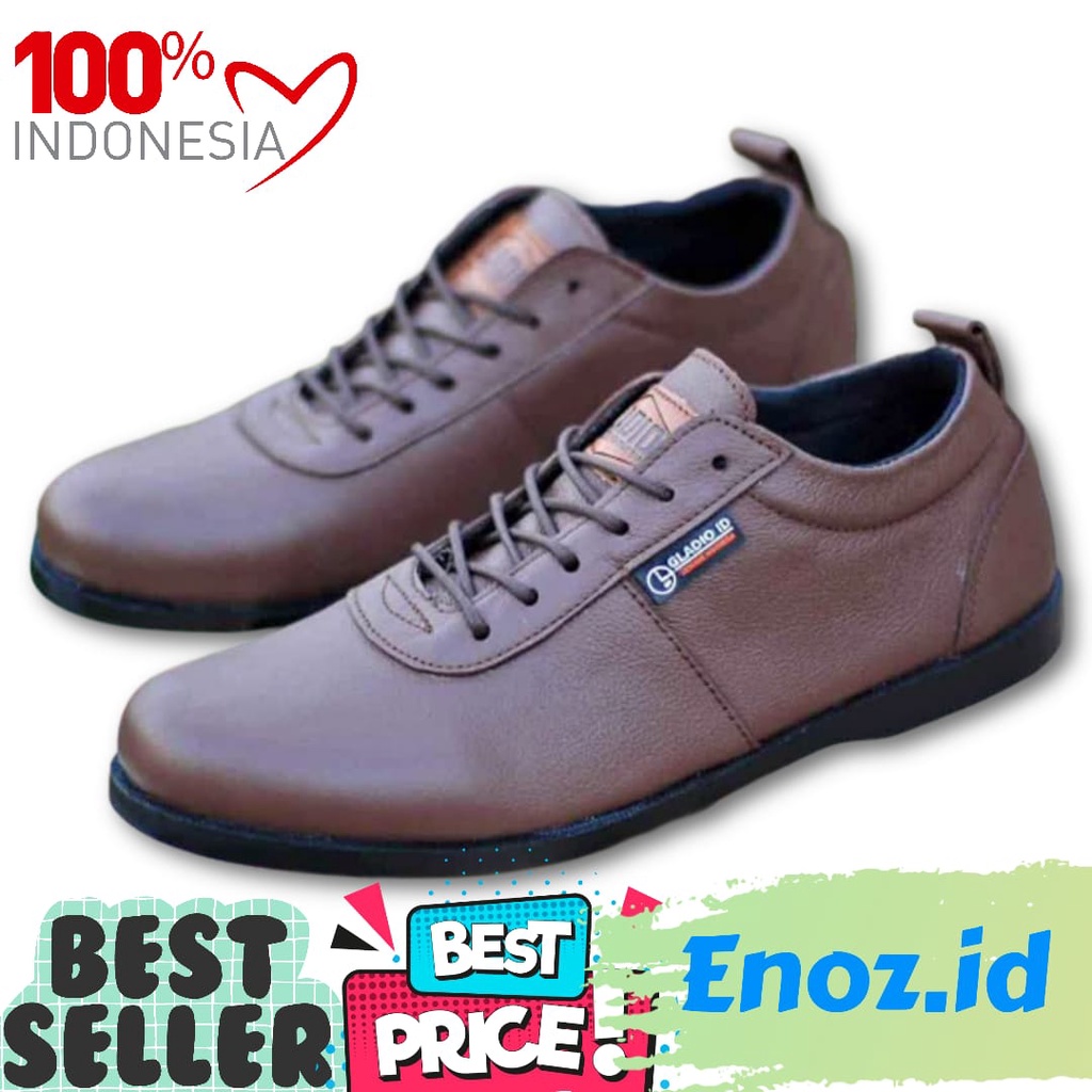 ENOZ X GURITTO - Sepatu Sneakers Casual Pria Kulit Sapi Asli Kasual Low Sneaker Untuk Kerja Kantor Formal Sekolah Kuliah Murah Gaya Original Handmade Distro Quality Series