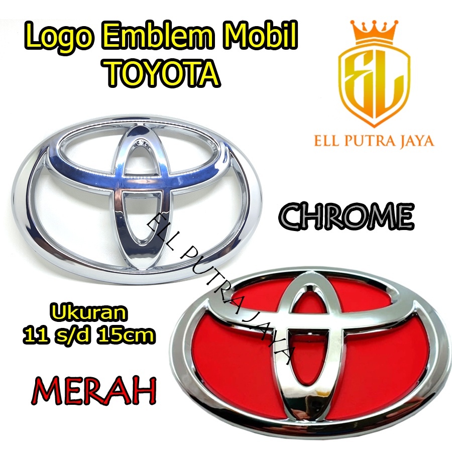 Emblem logo mobil toyota Merah dan chrome untuk depan atau belakang