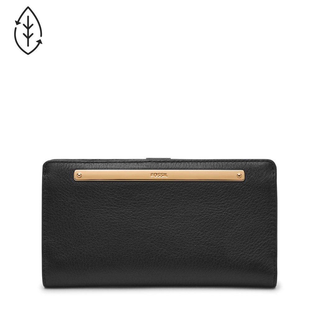 Fossil Liza Slim Bifold Black Leather Dompet Wanita - SL7891G-001