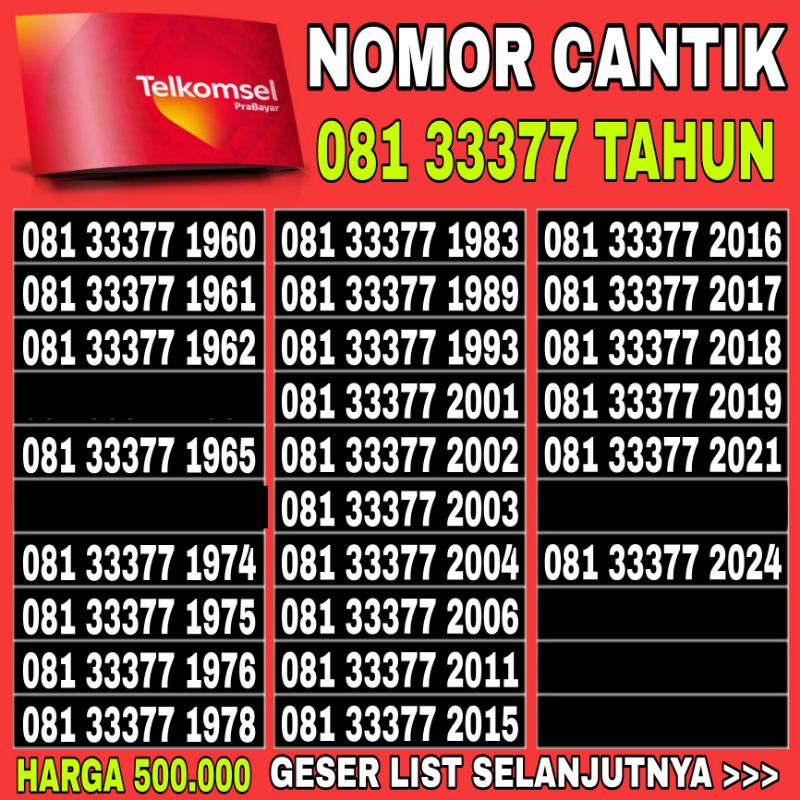 nomor cantik simpati 4g Telkomsel super 1111 8888