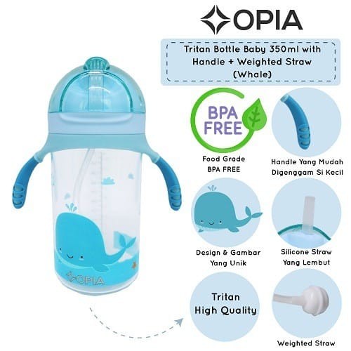 OPIA Tritan Bottle Baby 350ml - Seal - Whale - Pinguin