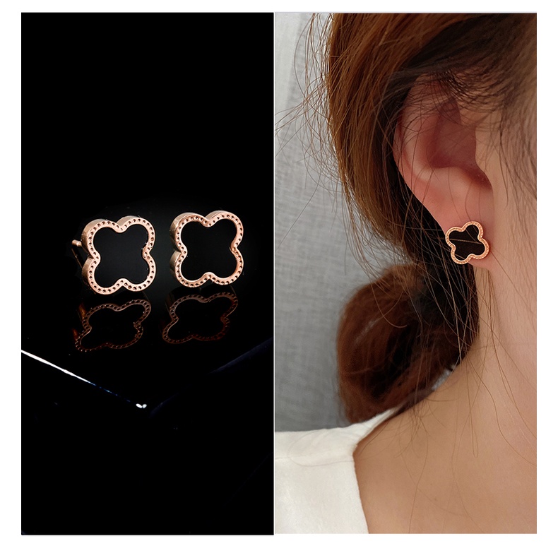 Titanium Steel Ear Studs Wanita Korea Halus Anting Sederhana Rose Gold Colorfast Eardrops Earring Aksesoris Hadiah