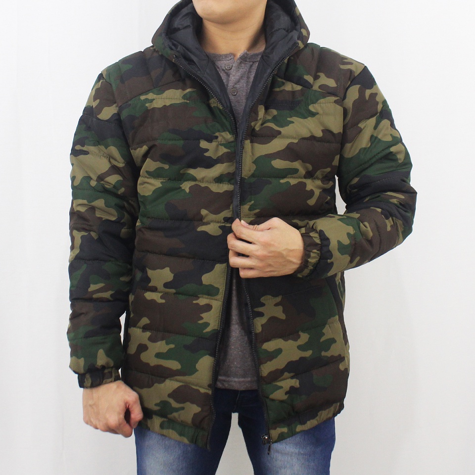 JAKET PUFFER CAMO ARMY HIJAU 01 TEBAL PRIA SIZE M L XL XXL  - JAKET WINTER - JAKET PARASUT TEBAL PRIA - JAKET GUNUNG TEBAL - JAKET HIKING - MANTEL TEBAL