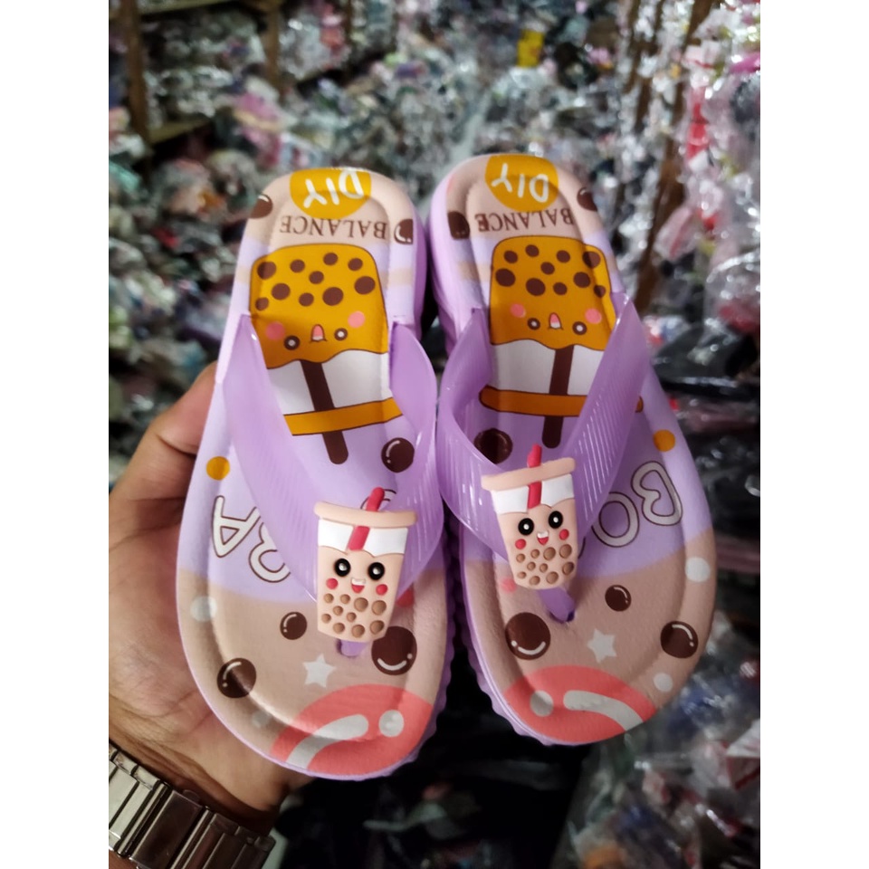 SANDAL JEPIT ANAK JELLY BT21 KARAKTER DARI BTS dan Boba 669-63 UK 24/35/ sandal jepit boba anak