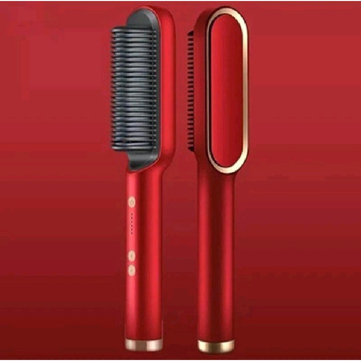 Catok Sisir Pelurus Rambut New Fast Hair Straightener Catok Sisir Curler 2 in 1