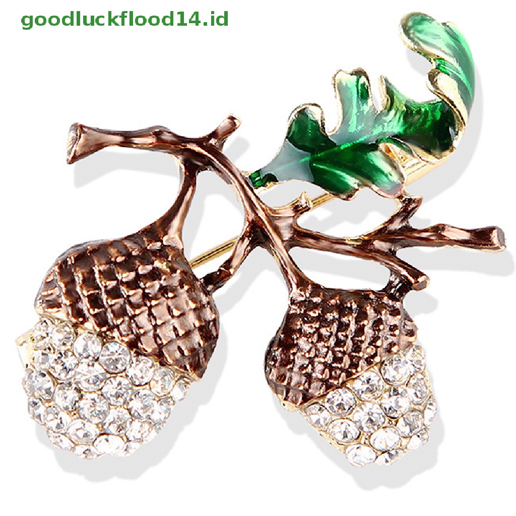 [GOOGFOUR] Nut Brooch Pin Berlian Imitasi Kristal Lucu Tanaman Bros Pin Perhiasan Hadiah Chic [TOP]