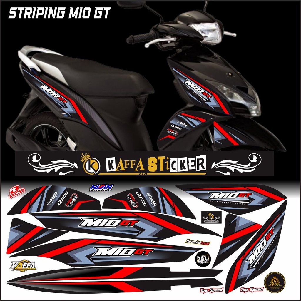 Sticker Striping Variasi Mio GT - Striping Mio GT Polet Merah