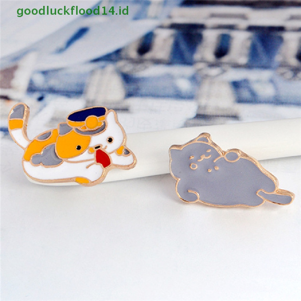 [GOOGFOUR] 4pcs/set Enamel Kartun Hewan Kucing Bros Pin Kemeja Kerah Pin Wanita Perhiasan [TOP]