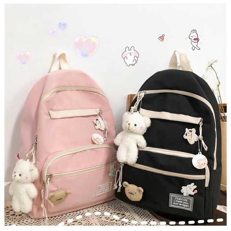 2336, tas ransel wanita gantungan boneka import fashion tas back pag wanita terkiniian cantik tas kuliah tas sekolah