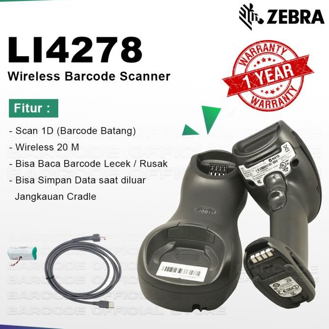 BARCODE SCANNER WIRELESS ZEBRA SYMBOL LI4278 - SCANNER WIRELES LI 4278
