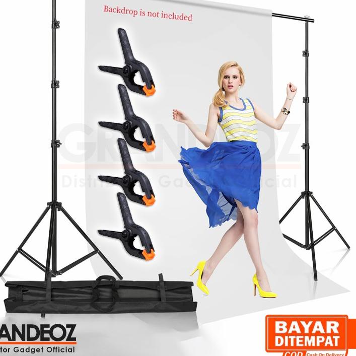 VVA193 [ORIGINAL] TaffSTUDIO Backdrop Stand Background Bracket 3M Foto Studio Besi Tiang Penyangga D