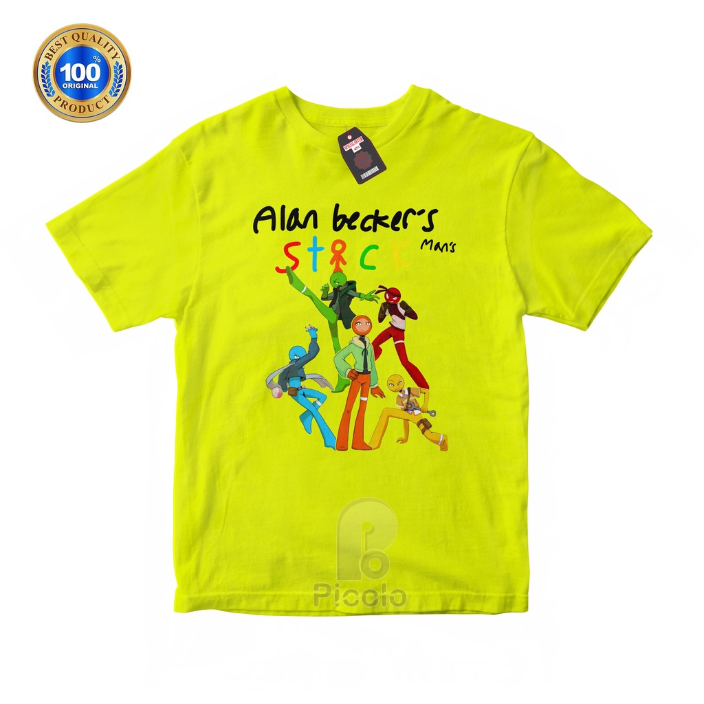 (FREE NAMA) BAJU KAOS ATASAN ANAK MOTIF ALAN BECKERS STICK MANS Bahan COTTUN
