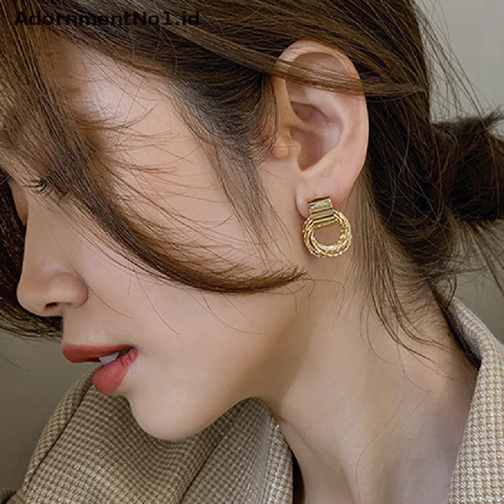 [AdornmentNo1] 1pasang Anting Lingkaran Fashion Untuk Wanita Retro Geometri Logam Drop Earrings Tren Fashion Perhiasan Multi-Tingkat Lingkaran Kecil Pendant Earrings [ID]