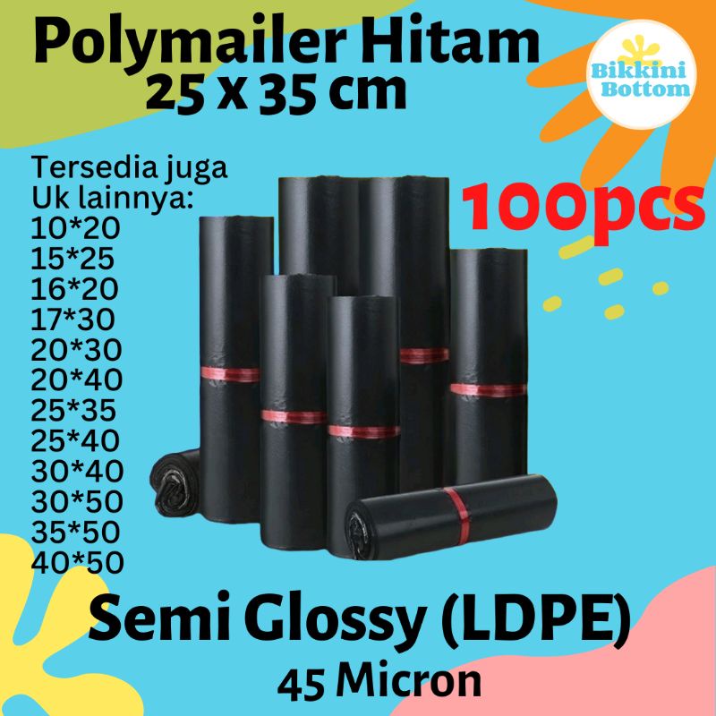 Plastik Polymailer Hitam [25x35] - Bungkus Plastik Packing Online
