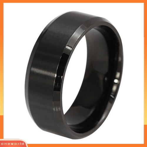 {oneworld} Fashion 8MM Baja Titanium Band Cincin Pria Pernikahan Pertunangan Perhiasan Hitam