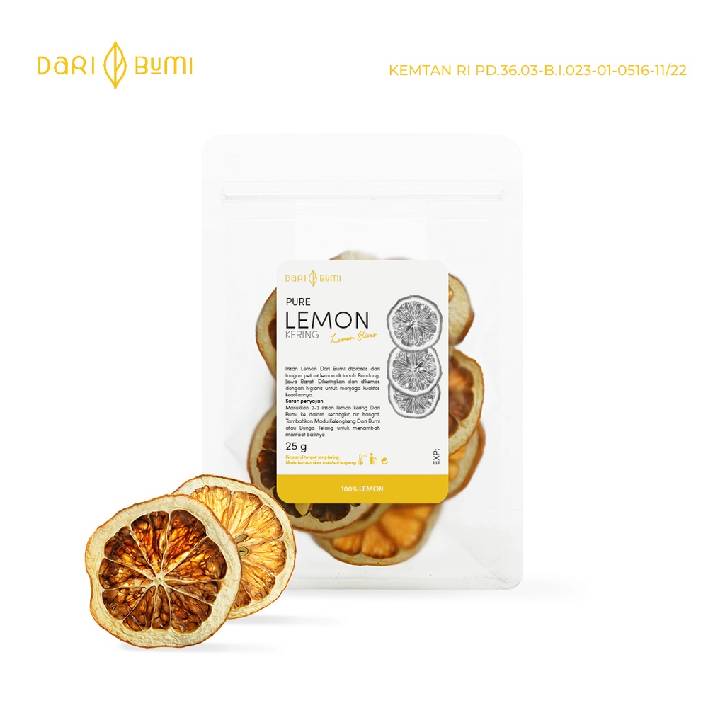 Lemon Kering Dried Lemon Slice 25gr Grade A Dari Bumi