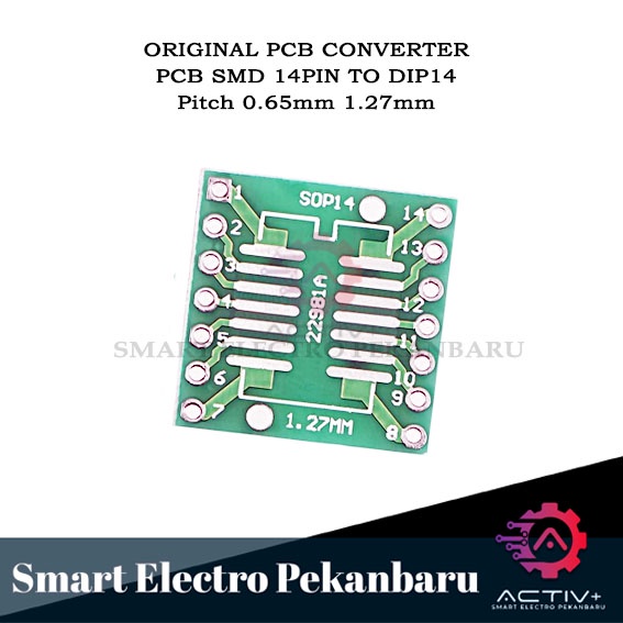 ORIGINAL PCB SMD 14PIN TO DIP 14PIN SOP14 PIN Pitch 0.65mm 1.27mm ADAPTER KONVERTER IC 14P SOP14 SSO