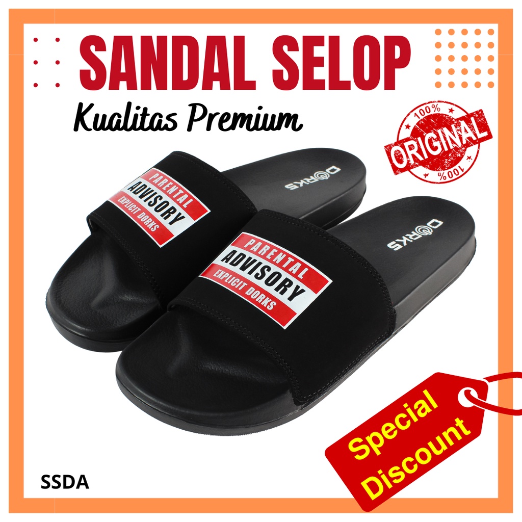 Sandal Slop Sendal Selop Slide Wanita Pria Advisory Cowok Cewek Kekinian Distro Terbaru Slip On Dorks Original 100% SSDAd