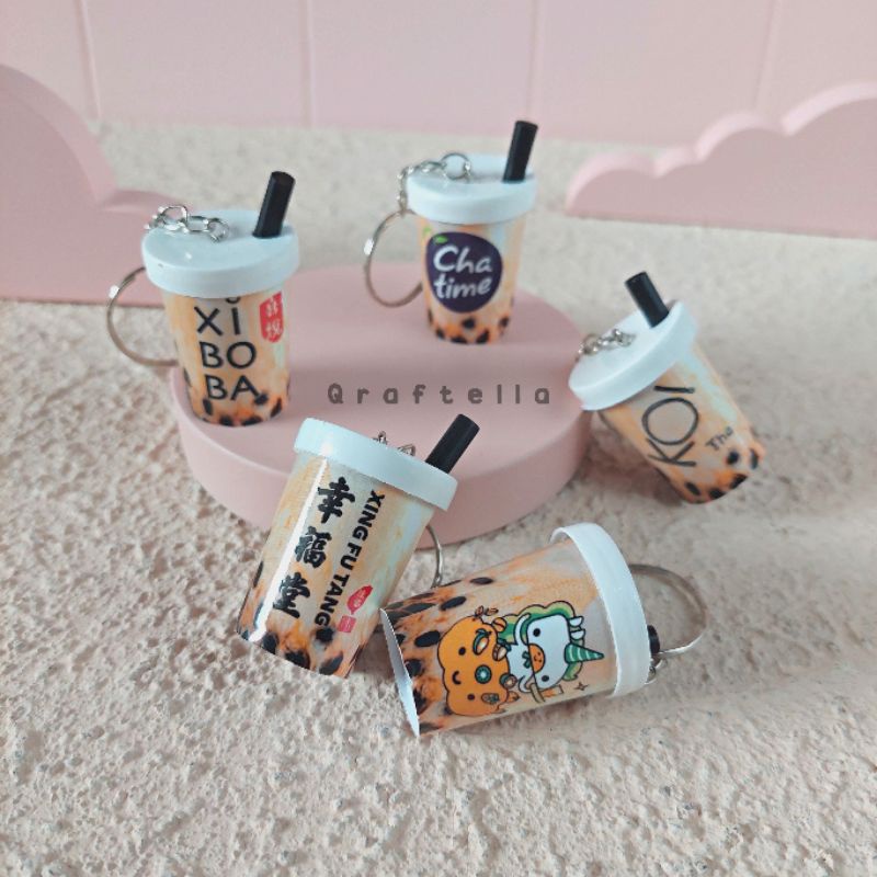 Gantungan Kunci Minuman Gelas BOBA chatime xingfutang kokumi xiboba koi || Gantungan snack || Ganci 