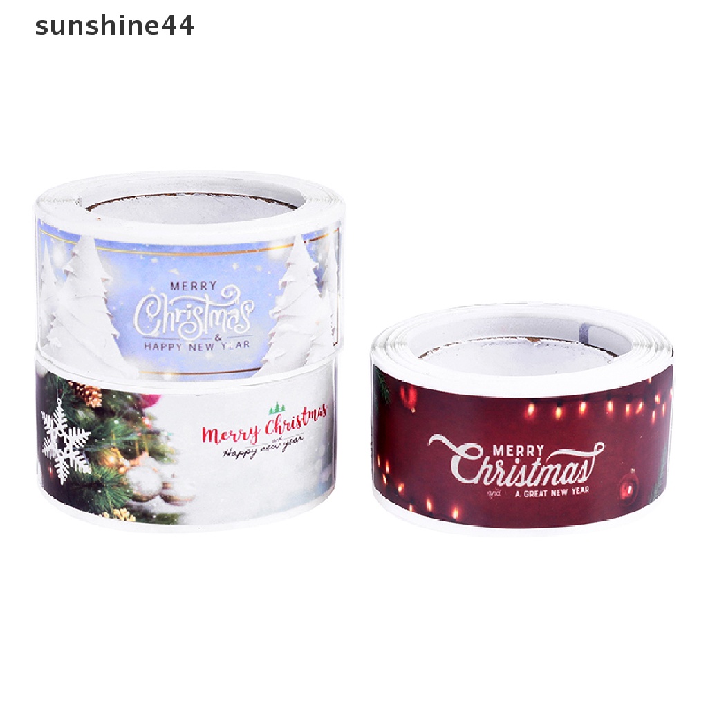 Sunshine 120Pcs/Roll 2.5x7.5cm Merry Christmas Stiker Hadiah Liburan Label Decals.