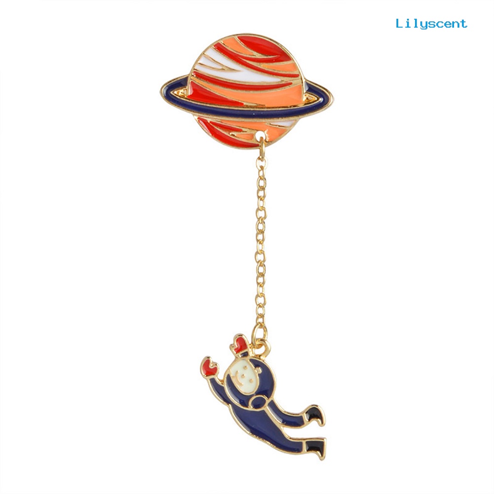 [LS] Unisex Fashion Kelinci Astronot Liontin Planet Bumi Lencana Bros Pin