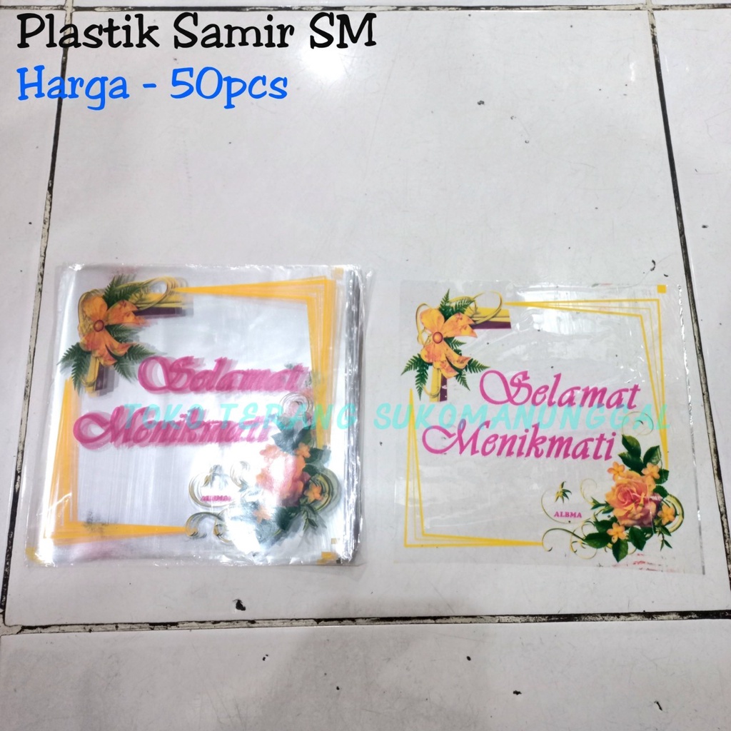 Plastik samir bening selamat menikmati 18x18 plastik samir kotak penutup nasi