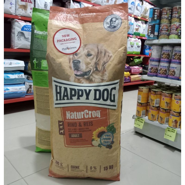 Happy Dog NaturCroq Beef &amp; Reis adult 15kg (Go-jek only) makanan anjing dewasa good dogfood happy dog