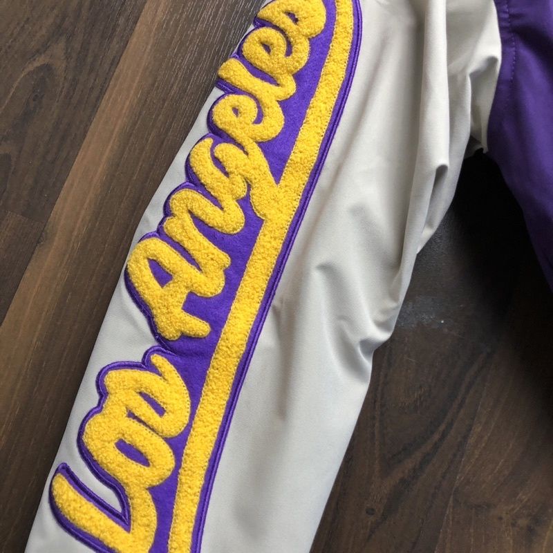 VARSITY JAKET LAKERS UNGU WHITE BORDIR BACK AUTHENTIC FULLTAG &amp; LABEL