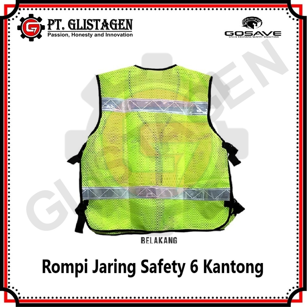 Rompi Jaring 6 Kantong Safety Vest Scotlite Scotlight Hijau dan Orange