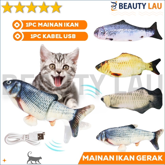 MAINAN KUCING KITTEN BONEKA IKAN GOYANG CATNIP IKAN GERAK BERGERAK CAT TOY DANCING FISH TOYS LUCU