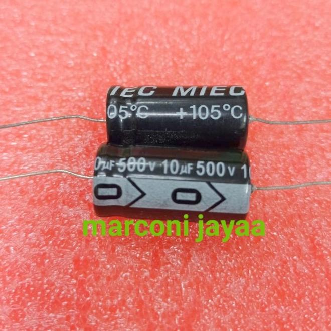 Kapasitor Axial 10Uf 500V Miec Hitam