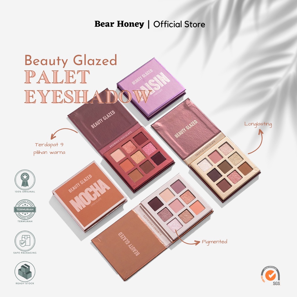 BEAUTY GLAZED 9 Warna Palet Eyeshadow Pigmented Kosmetik Riasan Mata Tahan Air