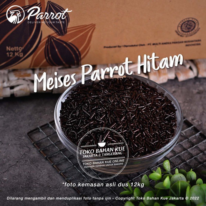 

Parrot - Meises BLACK 500gr Meses Warna HITAM Dark Chocolate Chocorice Mesis Premium