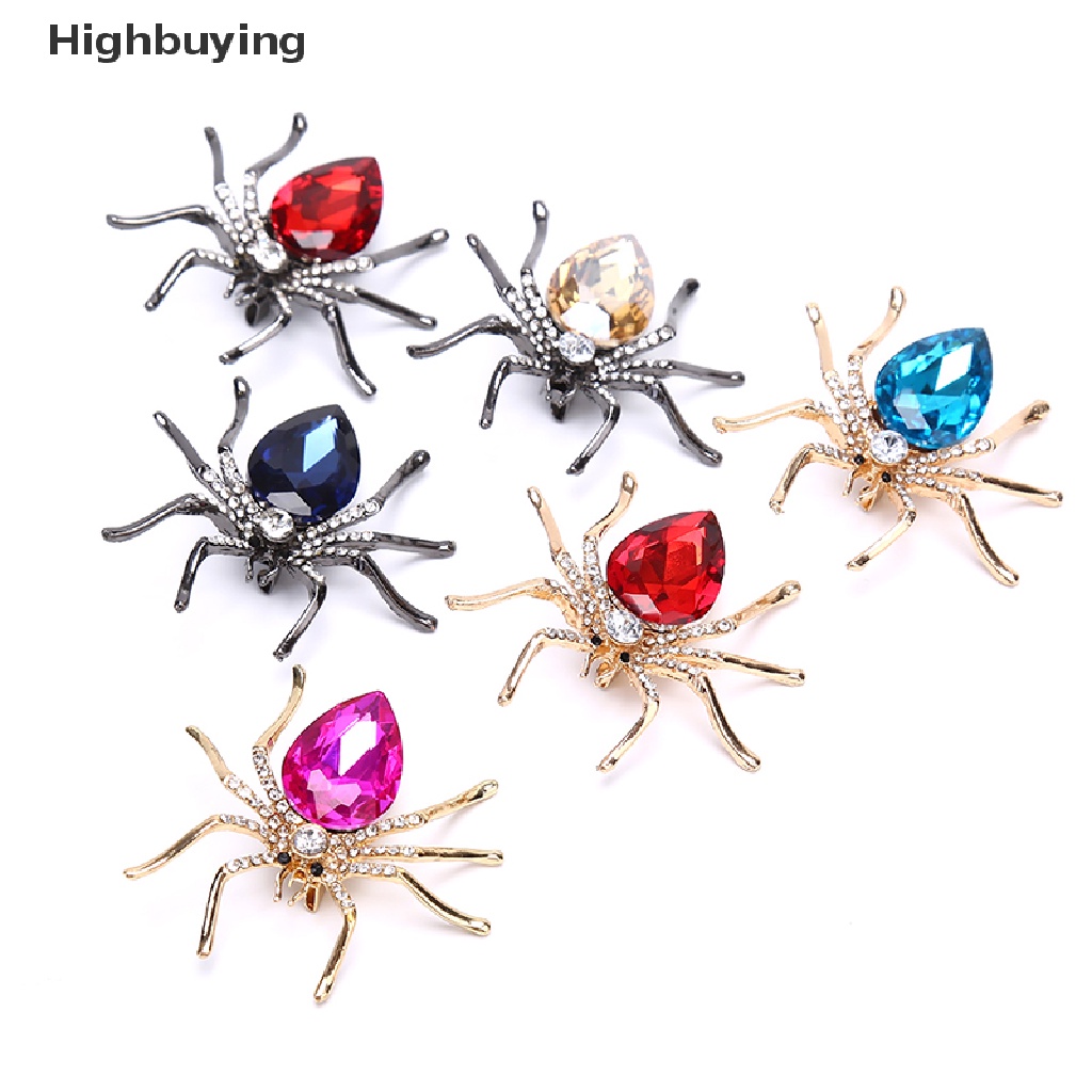 Hbid Fashion Lady Kristal Spider Pin Bros Dekorasi Korsase Lencana Perhiasan Hadiah Glory