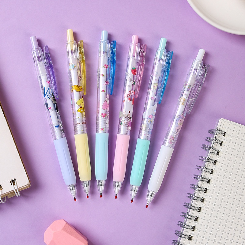 0.5mm Alat Tulis Menulis Siswa Gadis Lucu Pena Tulisan Hati Pena Hitam Netral Perlengkapan Kantor Sekolah Kartun Sanrio Press Pen Press Type Signature Pen