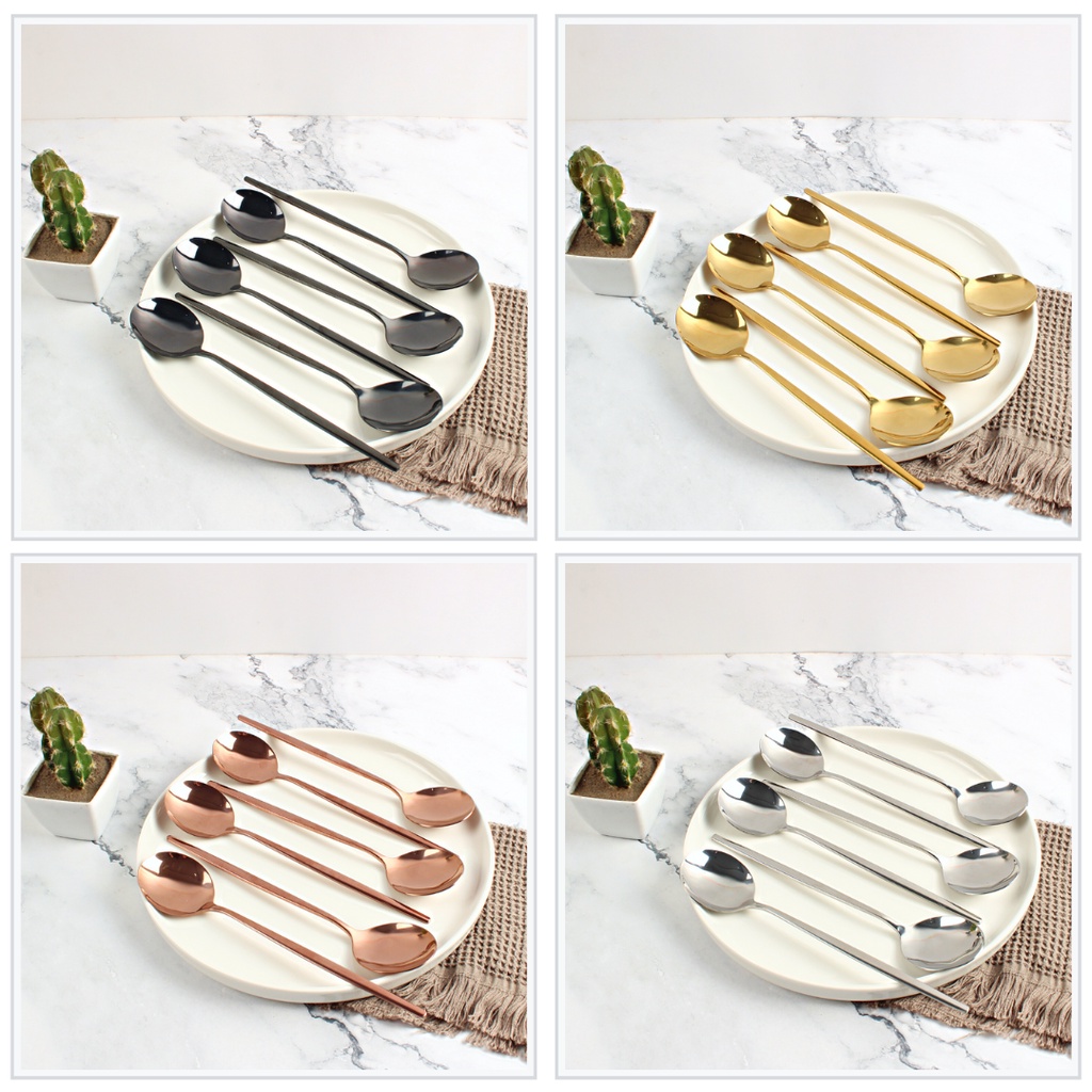 PAKET ISI 6 Pcs Sendok Makan B Stainless Steel 21cm