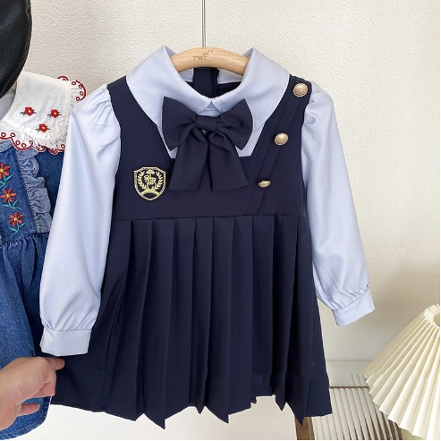 DRESS ANAK DONGKER ROK LIPAT SIZE 100-140 BAHAN BAGUS IMPORT