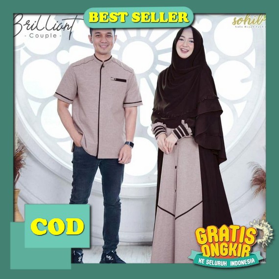 Wou Batik - Gamis Couple Adeeva Dress Kondangan Dan Lebaran Modern Dress Satin Mix Brokat Payet Prem