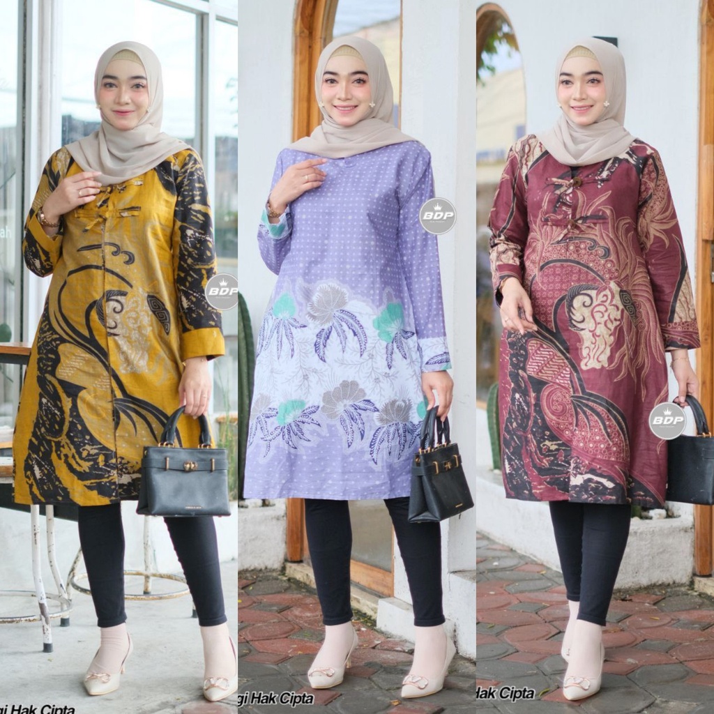 Tunik Batik Wanita Jumbo Atasan Batik Kerja Kantor Wanita