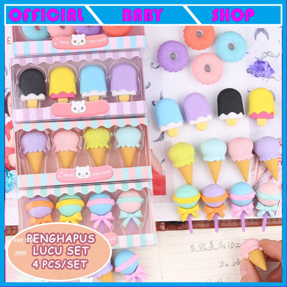 

4 IN 1 Penghapus Pensil Eraser/penghapus lucu/Ice Cream Eraser Kreatif Alat Tulis